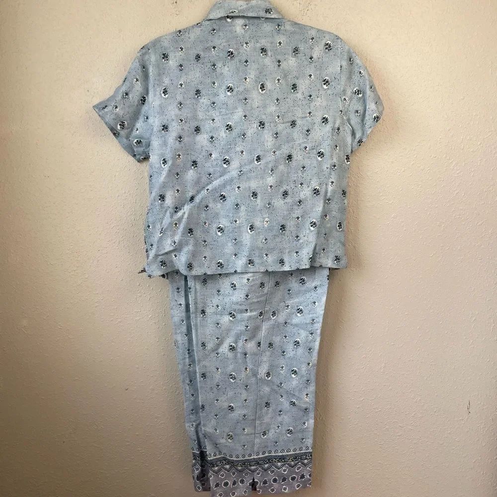 Carol Anderson Matching Linen Button Down Shirt and Crop Pants Size M EUC - Picture 4 of 10